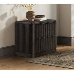 Pemberly Row Lateral File Cabinet with Locking Drawer & Fluted Detail in Brown
