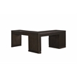 Pemberly Row Wood L-Desk with Fluted Tambour Detail and Locking File in Brown