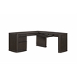Pemberly Row Wood L-Desk with Fluted Tambour Detail and Locking File in Brown