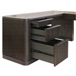Pemberly Row Wood L-Desk with Fluted Tambour Detail and Locking File in Brown