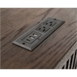 Pemberly Row Wood L-Desk with Fluted Tambour Detail and Locking File in Brown