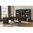 Pemberly Row Wood L-Desk with Fluted Tambour Detail and Locking File in Brown