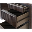 Pemberly Row Brown Executive Credenza with Fluted Tambour Detail & Power Center