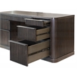 Pemberly Row Brown Executive Credenza with Fluted Tambour Detail & Power Center