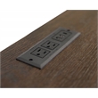 Pemberly Row Brown Executive Credenza with Fluted Tambour Detail & Power Center