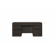 Pemberly Row Brown Executive Credenza with Fluted Tambour Detail & Power Center