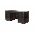 Pemberly Row Brown Executive Credenza with Fluted Tambour Detail & Power Center