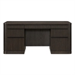 Pemberly Row Brown Executive Credenza with Fluted Tambour Detail & Power Center
