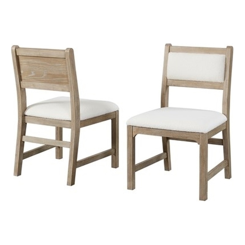 Pemberly Row Upholstered White Oak Dining Chairs Set of 2 in Light Brown