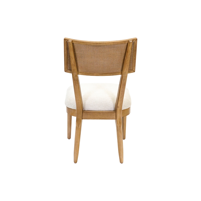 Pemberly Row Wood Dining Side Chairs with Woven Rattan Back Set of 2 in Brown