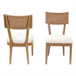 Pemberly Row Wood Dining Side Chairs with Woven Rattan Back Set of 2 in Brown