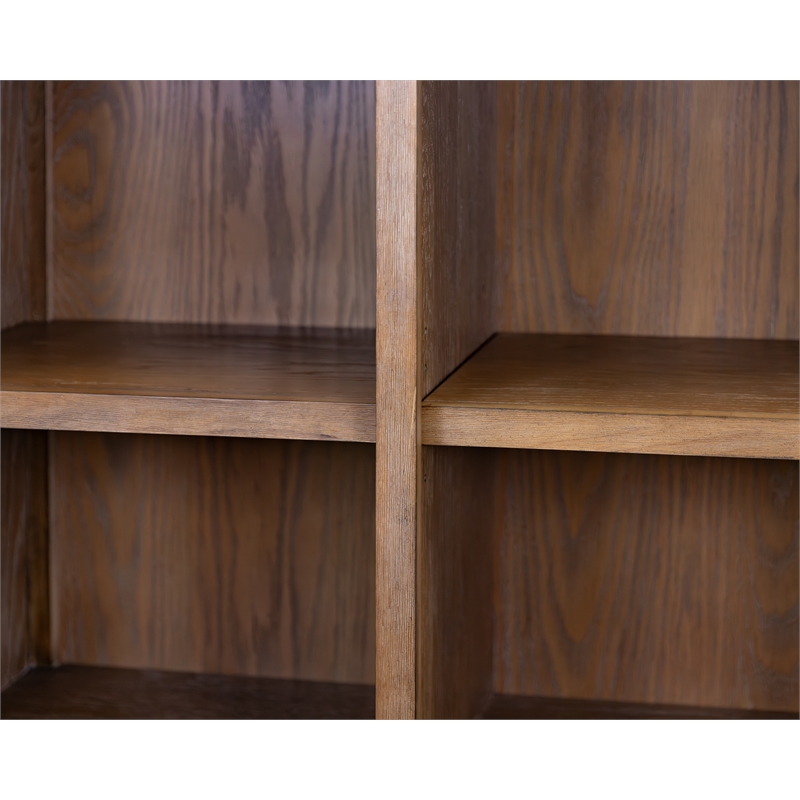 Pemberly Row Arched Wood Display Cabinet with Adjustable Shelves Fully Assembled