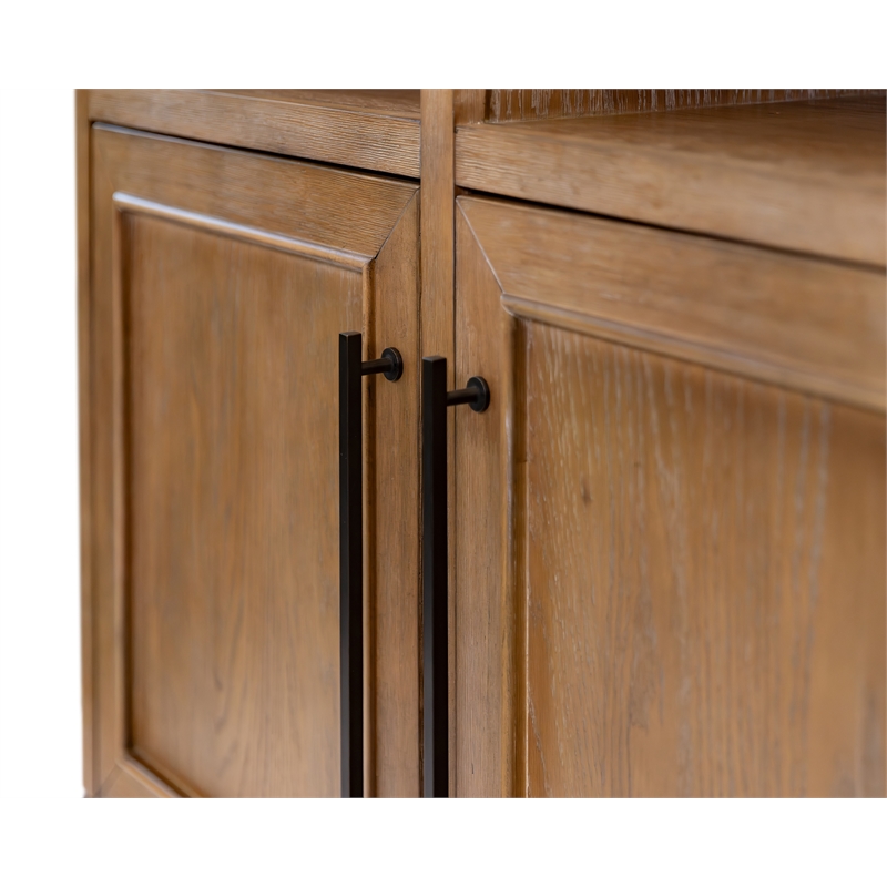 Pemberly Row Arched Wood Display Cabinet with Adjustable Shelves Fully Assembled