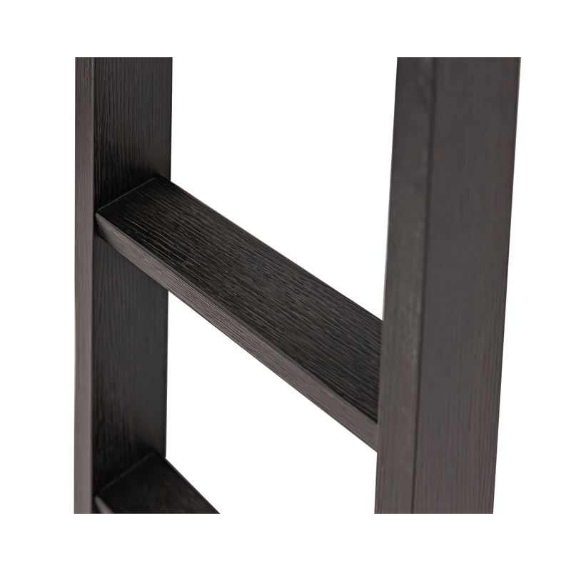 Pemberly Row Contemporary Decorative Solid Wood Library Ladder in Black
