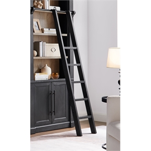 Pemberly Row Contemporary Decorative Solid Wood Library Ladder in Black