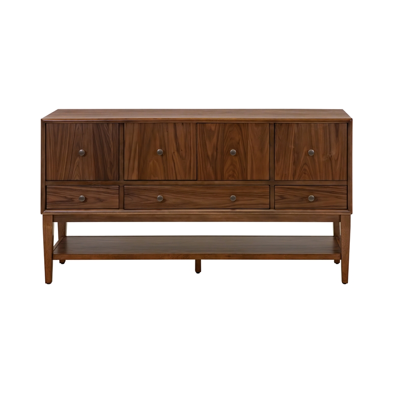 Pemberly Row Wood Sideboard with Drawers and Doors Fully Assembled in Walnut