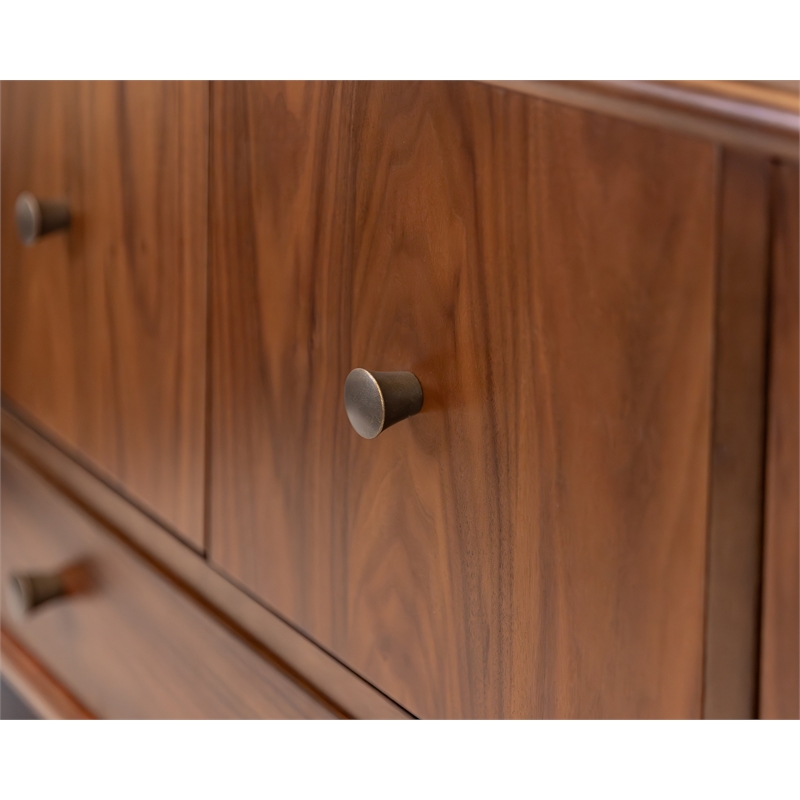 Pemberly Row Wood Sideboard with Drawers and Doors Fully Assembled in Walnut