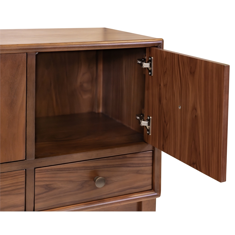 Pemberly Row Wood Sideboard with Drawers and Doors Fully Assembled in Walnut