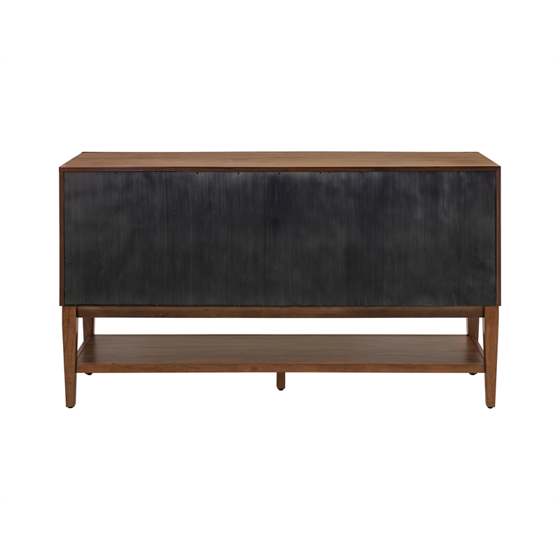 Pemberly Row Wood Sideboard with Drawers and Doors Fully Assembled in Walnut