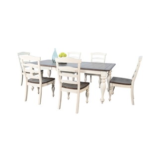Pemberly Row Farmhouse Rectangular Extension Dining Table Set with Bench