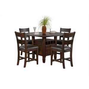 Pemberly Row 54&quot Round Counter Height Dining Set with Wine Storage and Stools