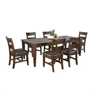 Pemberly Row Mahogany 7-Piece Extension Dining Set with Butterfly Leaf