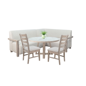Pemberly Row 4-Piece Upholstered Corner Dining Set with Round Table