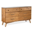 Pemberly Row Mid-Century Solid Wood 6-Drawer Dresser with Tapered Legs in Walnut