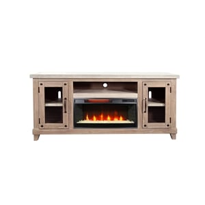Pemberly Row 120&quot Two-Tone Media Wall with Electric Fireplace and Heater