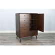 Pemberly Row Mid-Century Walnut Tall Dresser with Cabinet and 5 Drawers