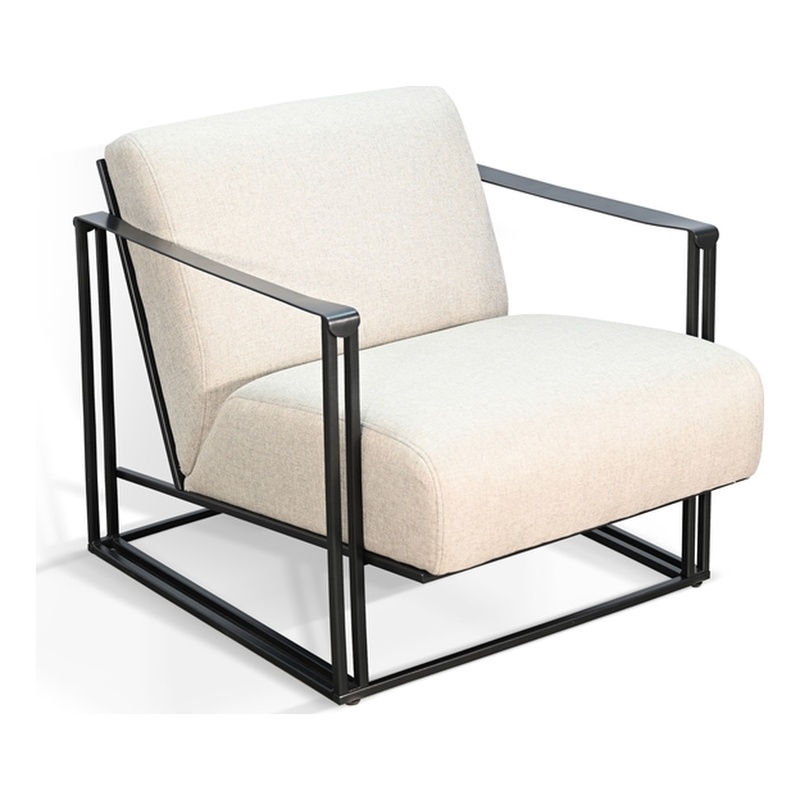 Pemberly Row Accent Chair with Plush Cushions & Metal Frame in Light Gray