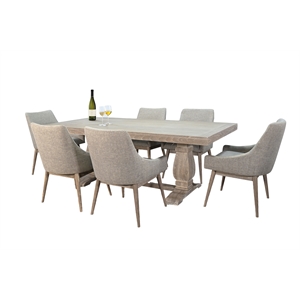 Pemberly Row 7-Piece Rectangular Dining Set with Double Pedestal Base in Wheat