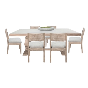 Pemberly Row 7Pc Solid Wood Dining Set with Carved Pedestal in Wheat