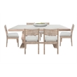 Pemberly Row 7Pc Solid Wood Dining Set with Carved Pedestal in Wheat