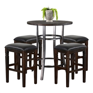 Pemberly Row Mahogany and Metal 5-Piece Counter Height Pub Set