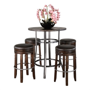 Pemberly Row 5-Piece Mahogany Pub Set with Powder-Coated Metal Frame