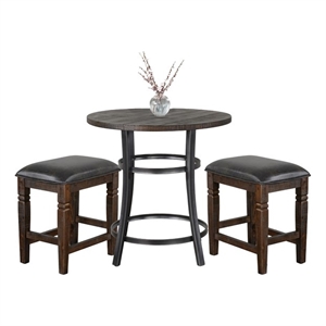 Pemberly Row 3-Piece Mahogany Counter Height Dining Set with Powder-Coated Legs