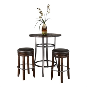 Pemberly Row Solid Mahogany Wood 3-Piece Counter Height Pub Set