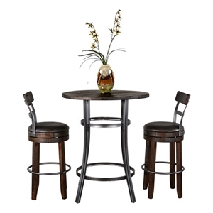 Pemberly Row 3-Piece Wood and Powder-Coated Metal Pub Dining Set