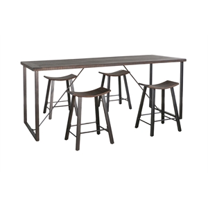 Pemberly Row Industrial Counter Height 5-Piece Dining Set with Metal Legs
