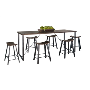Pemberly Row Mahogany and Metal 7-Piece Counter Height Dining Set
