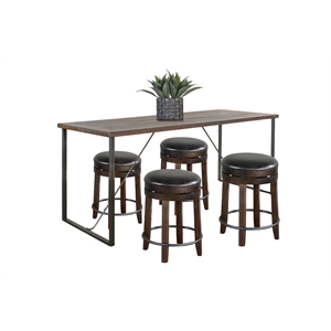 Pemberly Row Industrial 5-Piece Counter Height Dining Set with Sled Legs