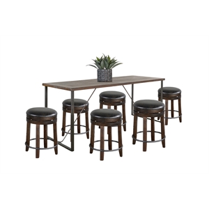 Pemberly Row Mahogany 7-Piece Counter Height Dining Set with Sled Base