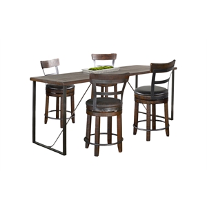 Pemberly Row 5-Piece Industrial Counter Height Set with Powder-Coated Legs