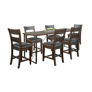 Pemberly Row 7-Piece Counter Height Dining Set with Metal Sled Base