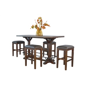 Pemberly Row 5-Piece Rectangular Pub Table Set with Metal Footrest
