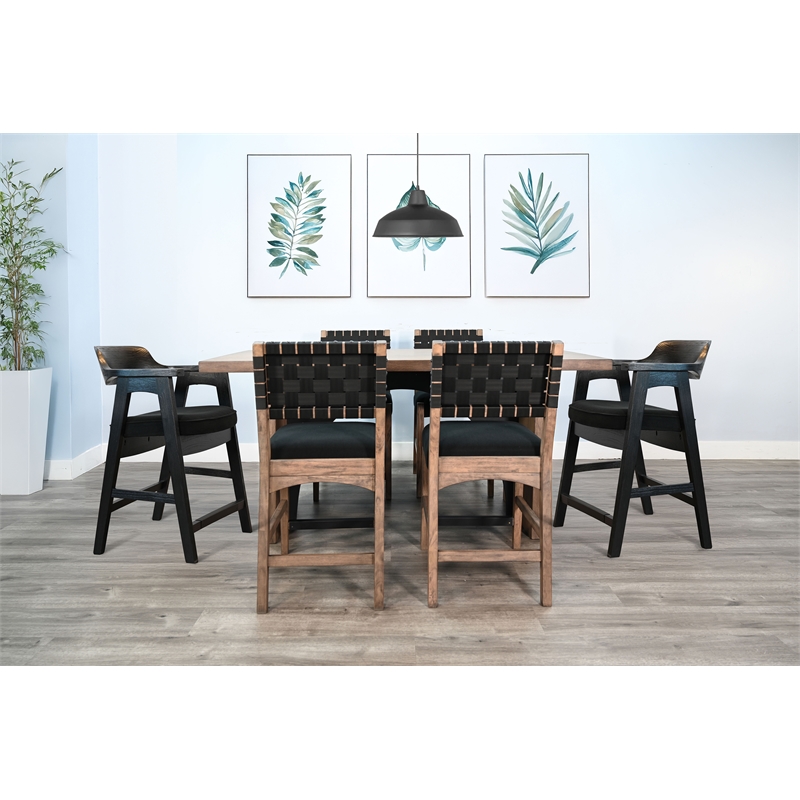 Pemberly Row Rectangular Counter Height Dining Set with Arched Base and 6 Stools