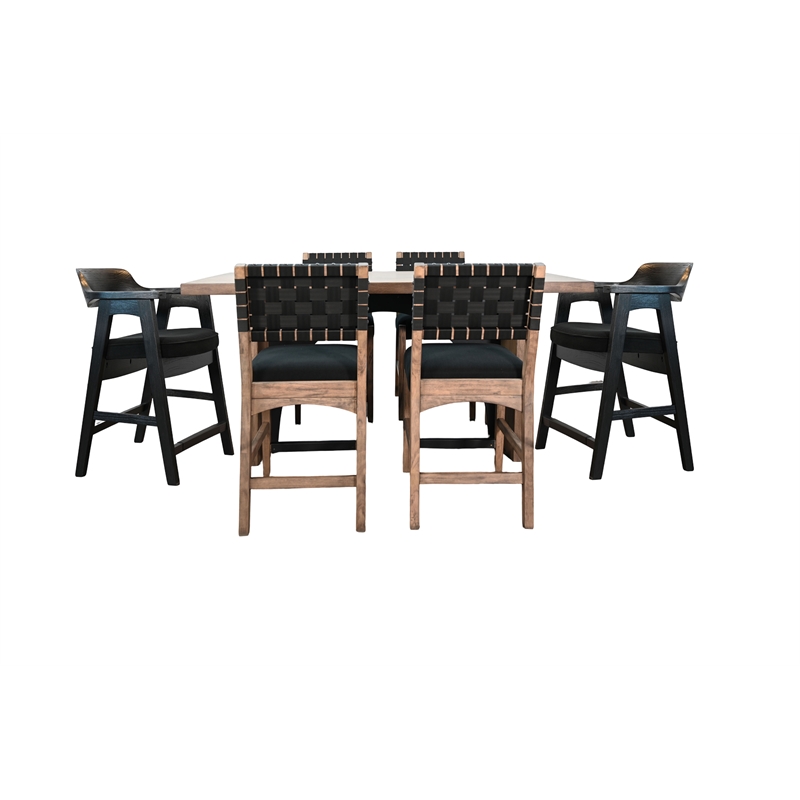 Pemberly Row Rectangular Counter Height Dining Set with Arched Base and 6 Stools