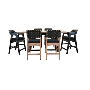 Pemberly Row Rectangular Counter Height Dining Set with Arched Base and 6 Stools
