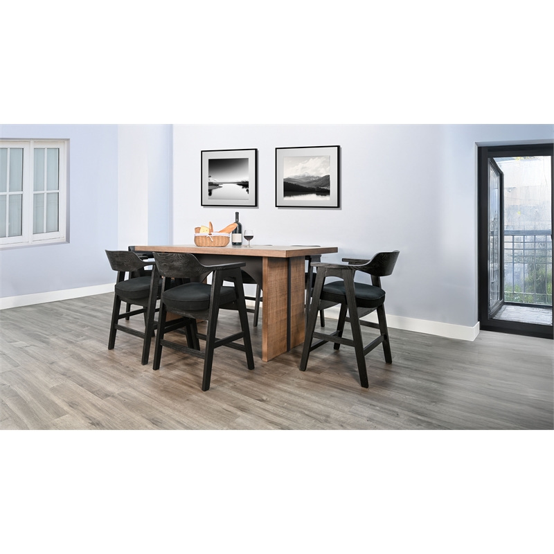 Pemberly Row Rectangular Counter Height Dining Set with Arched Base and 6 Stools